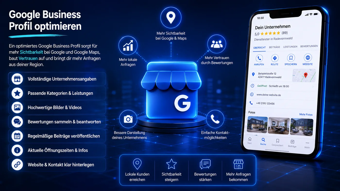 Google Business Profil optimieren für mehr lokale Sichtbarkeit bei Google Maps und lokale SEO in Radevormwald