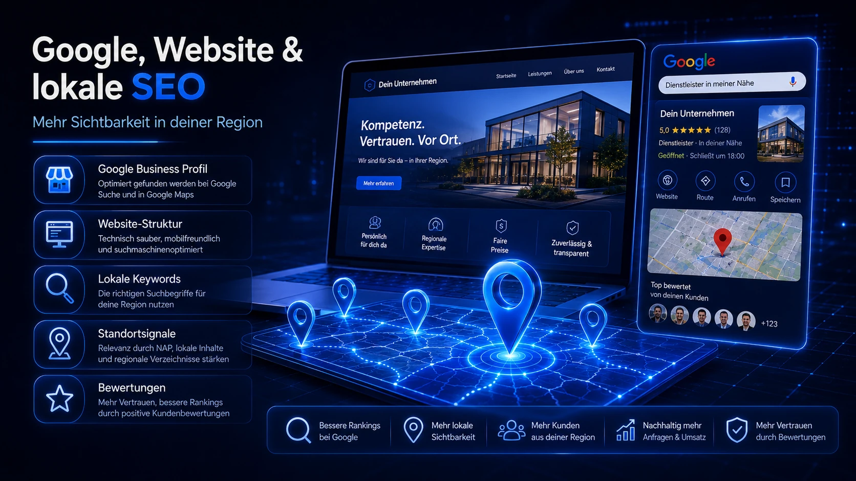 Google, Website und lokale SEO für mehr Sichtbarkeit lokaler Unternehmen in Radevormwald und Umgebung