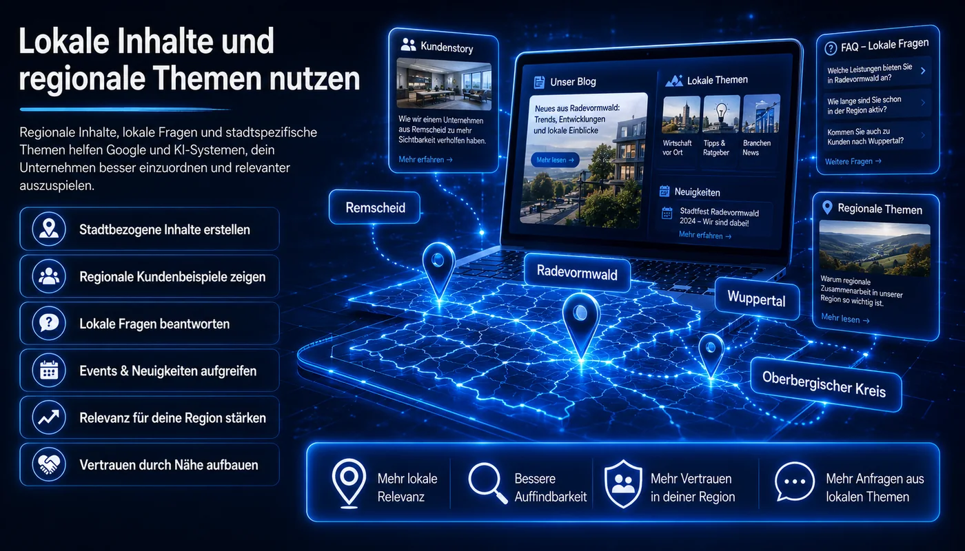 Lokale Inhalte und regionale Themen nutzen für mehr Sichtbarkeit bei Google in Radevormwald, Remscheid und Umgebung