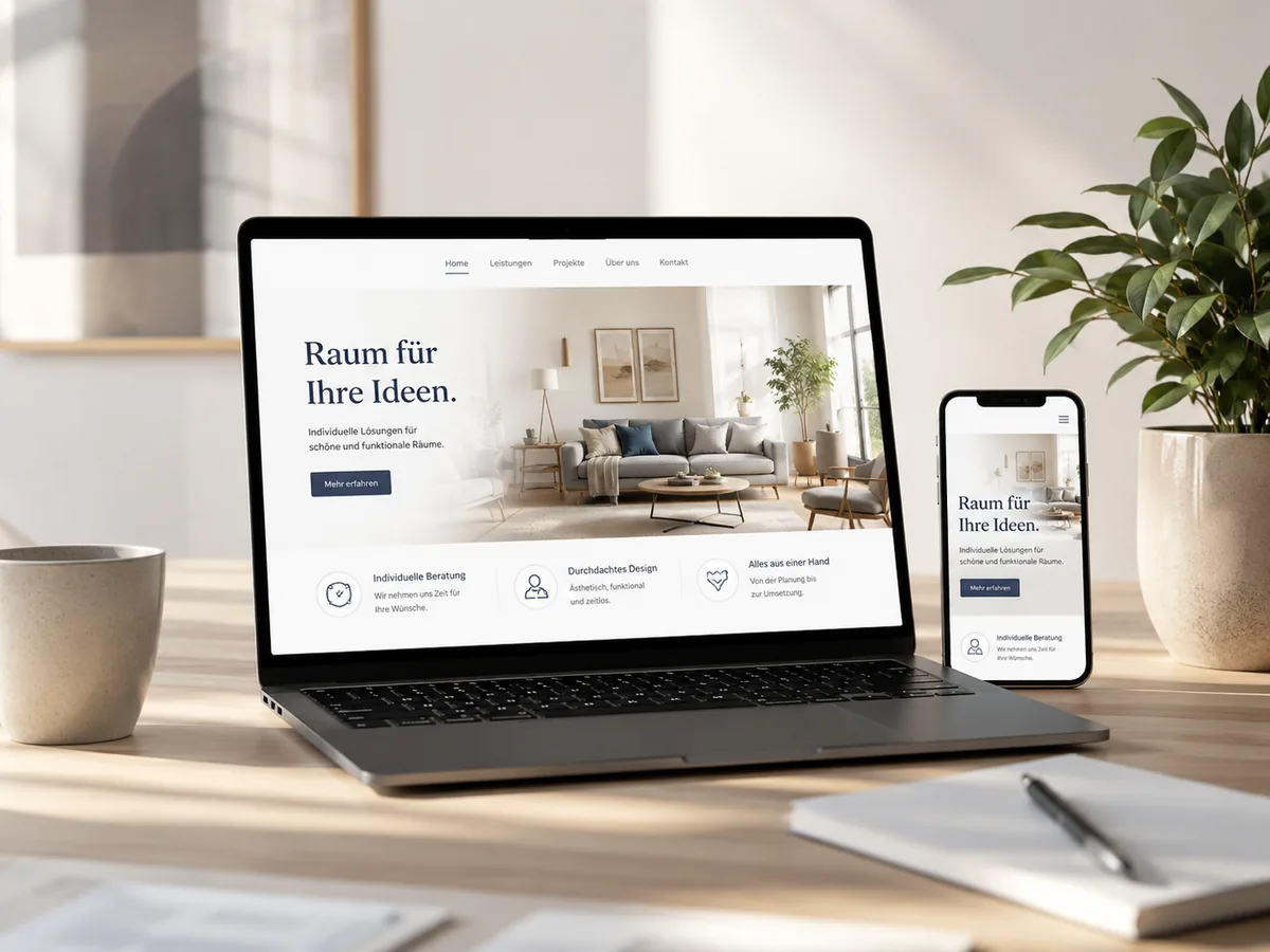 Modernes Webdesign für lokale Unternehmen in Radevormwald auf Laptop und Smartphone