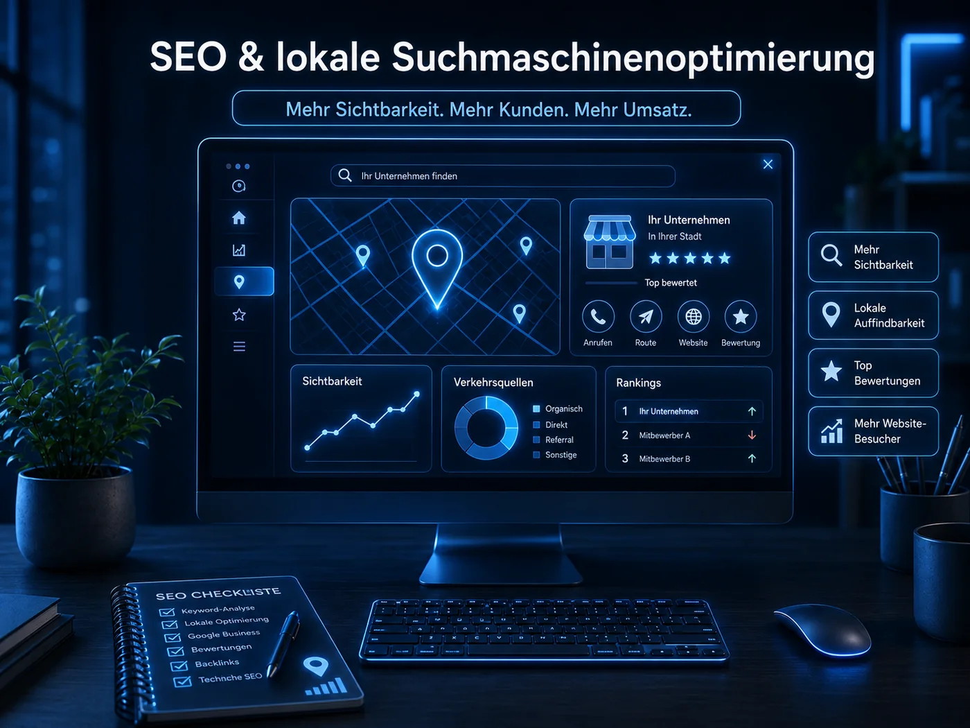 SEO und lokale Suchmaschinenoptimierung für mehr Sichtbarkeit bei Google, Google Maps und regionalen Suchanfragen